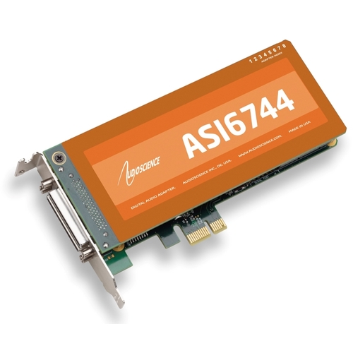 AudioScience ASI6744 with BOB1038 Breakout Box, Low Profile PCI Express Sound Card with GPIO